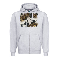 Heather Grey black and white cowhide background Zipper Hoodie - BarkalooDesign