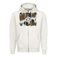 Oatmeal Heather black and white cowhide background Zipper Hoodie - BarkalooDesign