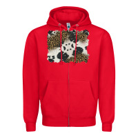 Red black and white cowhide background Zipper Hoodie - BarkalooDesign
