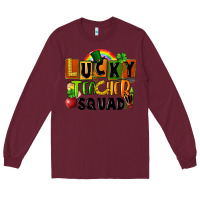 Burgundy lucky teacher squad Long Sleeve Tee - FaDigitalArtStudio