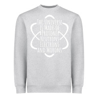 Heather Grey funny science geek universe is made of morons white Heavyweight Sweatshirt - artisFamous