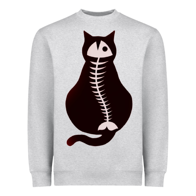 Cat With Fish Bone Heavyweight Sweatshirt by artisFamous | Teevron