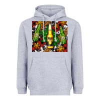 Heather Grey beer bottles with golden snow Heavyweight Hoodie - AdoDesignShop