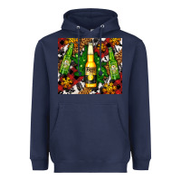 Navy beer bottles with golden snow Heavyweight Hoodie - AdoDesignShop