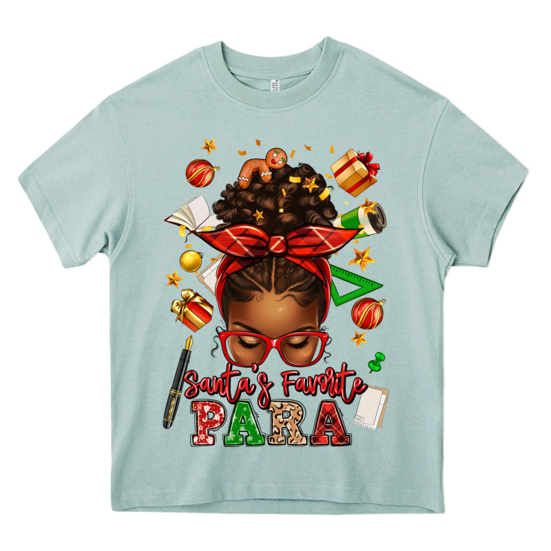 Santa's Favorite Para Afro Messy Bun Heavy Core Tee by texasbilliewilder | Teevron
