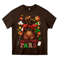 Chocolate Brown santa's favorite para afro messy bun Heavy Core Tee - texasbilliewilder