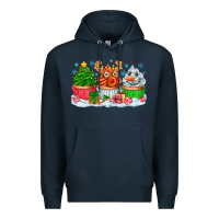 Navy festive christmas cupcakes Premium Hoodie - CowhideDigitalArt