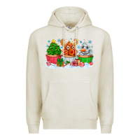 Oatmeal Heather festive christmas cupcakes Premium Hoodie - CowhideDigitalArt