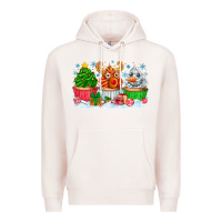 Pale Pink festive christmas cupcakes Premium Hoodie - CowhideDigitalArt
