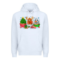 White festive christmas cupcakes Premium Hoodie - CowhideDigitalArt