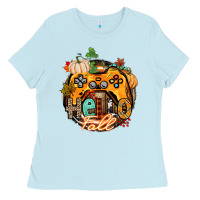 Baby Blue hello fall gamer Ladies Tee - CowGirlArtShop