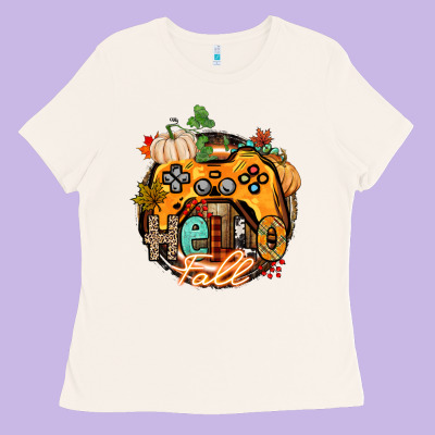 Hello Fall Gamer Ladies Tee Designed By Cowgirlartshop