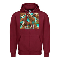 Burgundy astec cowhide highlands cow Zipper Hoodie - BarkalooDesign