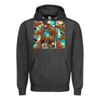 Charcoal Heather astec cowhide highlands cow Zipper Hoodie - BarkalooDesign