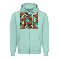 Seafoam astec cowhide highlands cow Zipper Hoodie - BarkalooDesign