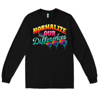 Black Normalize our differences Autism Long Sleeve Tee - FaDigitalArtStudio