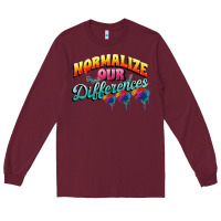 Burgundy Normalize our differences Autism Long Sleeve Tee - FaDigitalArtStudio