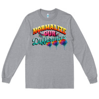 Heather Grey Normalize our differences Autism Long Sleeve Tee - FaDigitalArtStudio