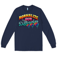 Navy Normalize our differences Autism Long Sleeve Tee - FaDigitalArtStudio