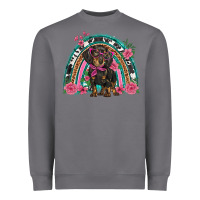 Storm dachshund dog pink  floral rainbow Heavyweight Sweatshirt - BarkalooDesign