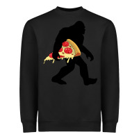 Black bigfoot carrying pizza Heavyweight Sweatshirt - artisFamous