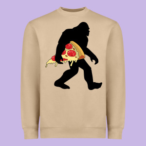 Bigfoot Carrying Pizza Heavyweight Sweatshirt Designed By Artisfamous