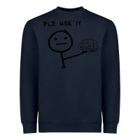 Navy Plz Use It Text Graphic Heavyweight Sweatshirt - artisFamous