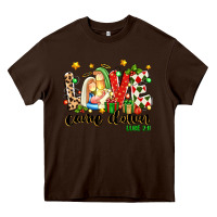 Chocolate Brown love came down luke 2 11 Heavy Core Tee - texasbilliewilder