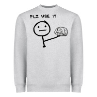 Heather Grey Plz Use It Text Graphic Heavyweight Sweatshirt - artisFamous
