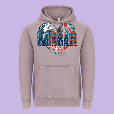 American Mama Heart Vintage Hoodie Designed By Fadigitalartstudio