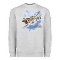 Heather Grey flying tigers Heavyweight Sweatshirt - artisFamous