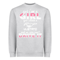 Heather Grey mustang i m a girl who drives a mustang Heavyweight Sweatshirt - artisFamous
