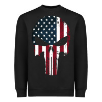 Black the punisher american flag Heavyweight Sweatshirt - artisFamous
