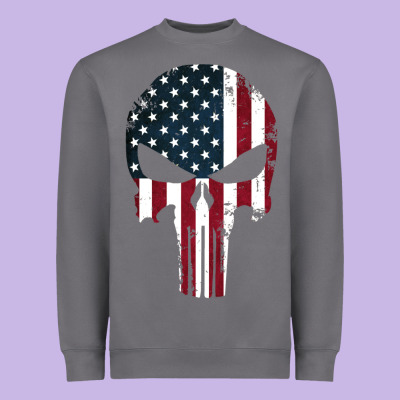 The Punisher American Flag Heavyweight Sweatshirt Designed By Artisfamous