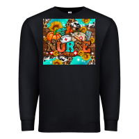 Black pumpkin nurse with sunflower Premium Sweatshirt - AdoDesignShop