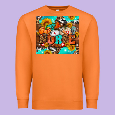Pumpkin Nurse With Sunflower Premium Sweatshirt Designed By Adodesignshop