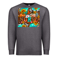 Charcoal Heather pumpkin nurse with sunflower Premium Sweatshirt - AdoDesignShop