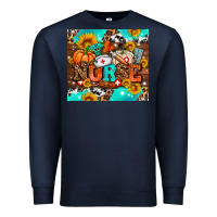 Navy pumpkin nurse with sunflower Premium Sweatshirt - AdoDesignShop