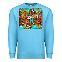 Ocean Blue pumpkin nurse with sunflower Premium Sweatshirt - AdoDesignShop
