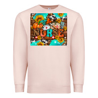 Pale Pink pumpkin nurse with sunflower Premium Sweatshirt - AdoDesignShop