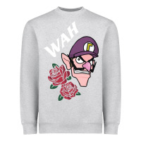 Heather Grey waluigi voice ( wah ) Heavyweight Sweatshirt - artisFamous