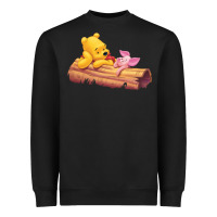 Black Winnie the Pooh Piglet Heavyweight Sweatshirt - artisFamous