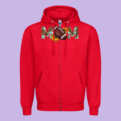 American Football Mom Zipper Hoodie Designed By Barkaloodesign