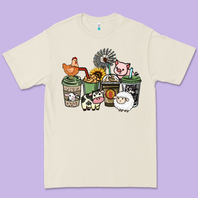 Farm Animal Coffee Cups Premium Tee Designed By Howdyjamesfarm