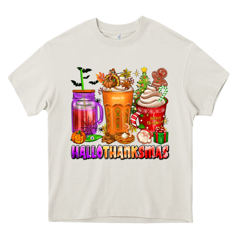 Hallothanksmas Coffee Cups Heavy Core Tee by texasbilliewilder | Teevron