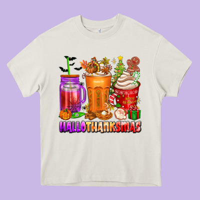Hallothanksmas Coffee Cups Heavy Core Tee Designed By Texasbilliewilder