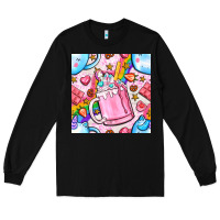 Black unicorn coffe cup and star with rainbow seamless pattern bbs Long Sleeve Tee - BundleAndBundleShop