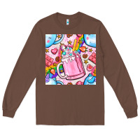 Chestnut unicorn coffe cup and star with rainbow seamless pattern bbs Long Sleeve Tee - BundleAndBundleShop