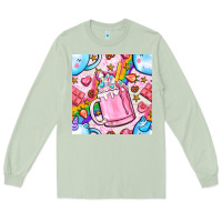 Matcha unicorn coffe cup and star with rainbow seamless pattern bbs Long Sleeve Tee - BundleAndBundleShop