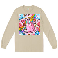 Mushroom unicorn coffe cup and star with rainbow seamless pattern bbs Long Sleeve Tee - BundleAndBundleShop